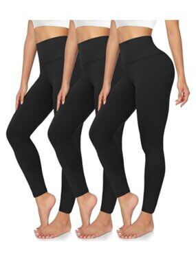 3 Pack High Waisted Leggings for Women - Butt Lifting Tummy Control Yoga Pants
